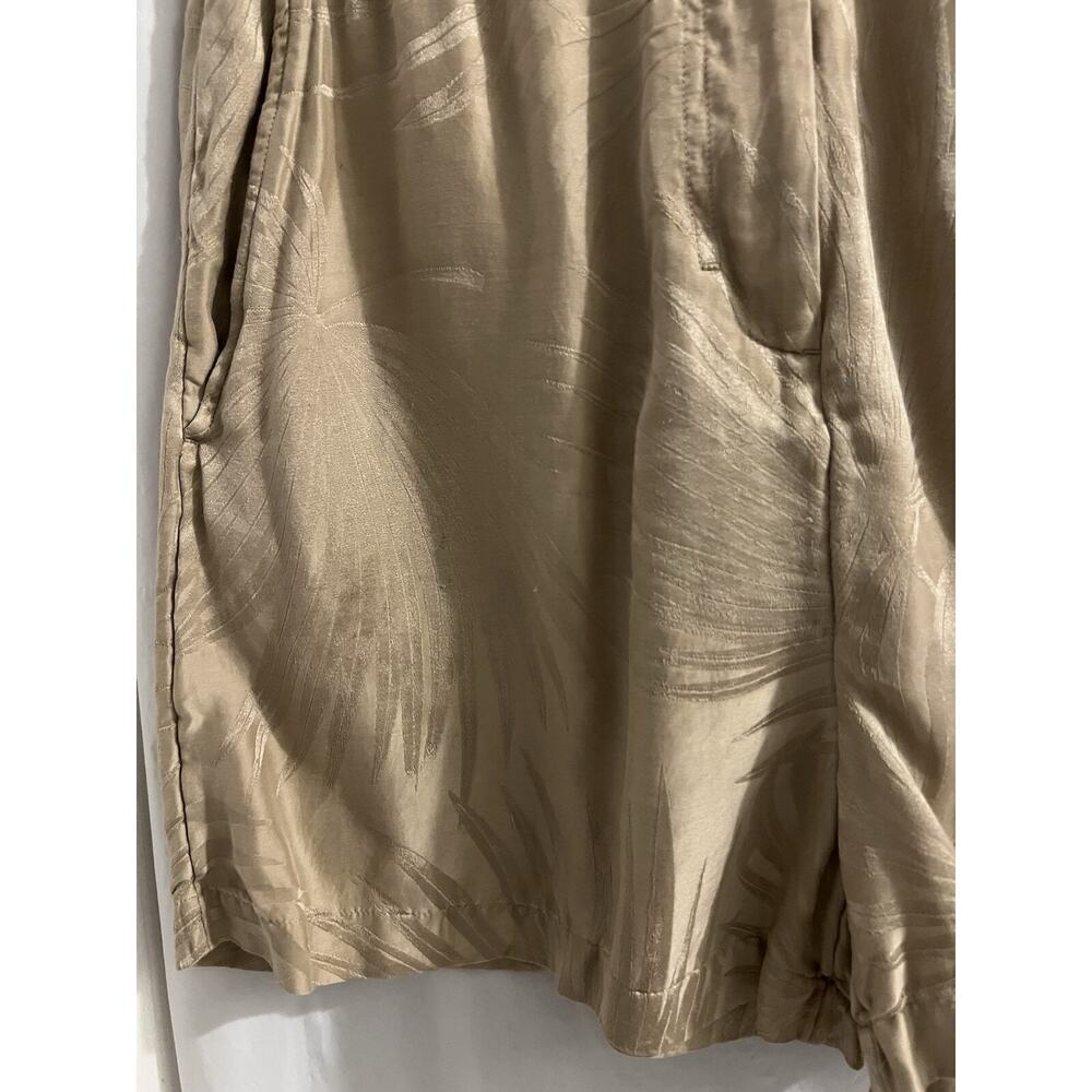 COS tan Silk Blend Tropical Leaf Print High Waist Shorts Sz S - Picture 2 of 5